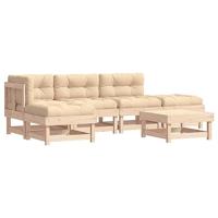 6-delige Loungeset met kussens massief hout - thumbnail