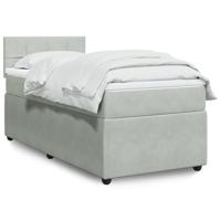 Boxspring met matras fluweel lichtgrijs 100x200 cm - thumbnail