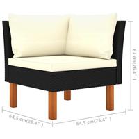 3-delige Loungeset poly rattan en massief eucalyptushout - thumbnail