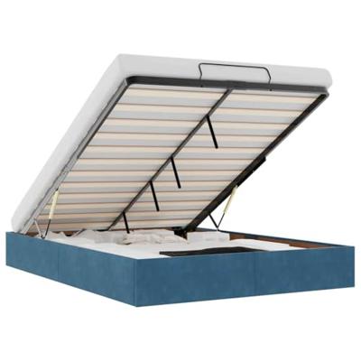 Ottoman bedframe zonder matras 140x200 cm fluweel donkerblauw