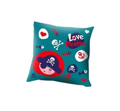 Kids Licensing kussen Love Pirates junior 45 x 45 cm polyester blauw