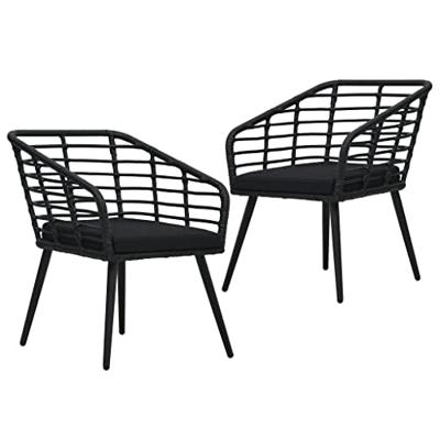 VidaXL Tuinstoelen 2 st met kussens poly rattan zwart
