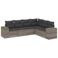 6-delige Loungeset met kussens poly rattan lichtgrijs - thumbnail