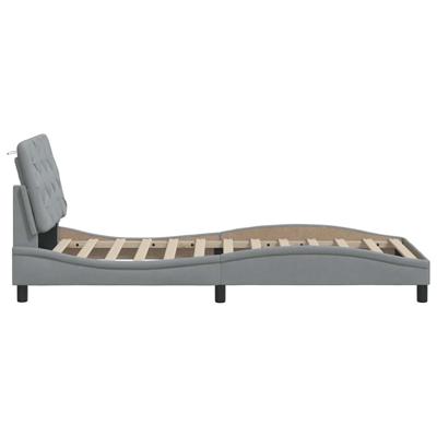Bedframe met LED zonder matras 90x200 cm stof lichtgrijs