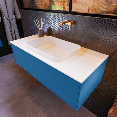 Badkamermeubelset Mondiaz Erin 100 cm met 1 Lade met RIDGE Wastafel Midden Talc Zonder Kraangaten Greeploos Mat Jeans Badkamermeubelset Mondiaz Erin 100 cm met 1 Lade met RIDGE Wastafel Midden Talc Zonder Kraangaten Greeploos Mat Jeans