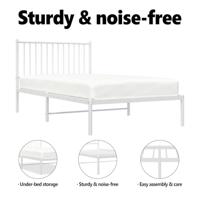 Bedframe met hoofdbord metaal wit 100x200 cm - thumbnail