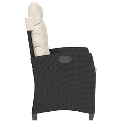 Tuinstoelen 2 st verstelbaar met kussens poly rattan zwart - thumbnail