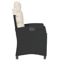 Tuinstoelen 2 st verstelbaar met kussens poly rattan zwart - thumbnail