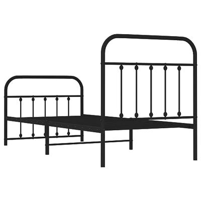 Bedframe met hoofd- en voeteneinde metaal zwart 90x190 cm