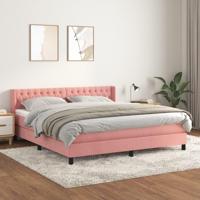 Boxspring met matras fluweel roze 180x200 cm - thumbnail