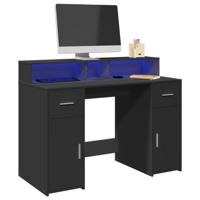 Bureau met LED-verlichting 120x55x91 cm bewerkt hout zwart - thumbnail