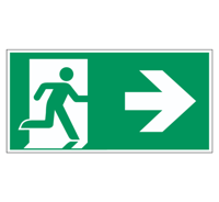Nooduitgang naar rechts - 300 x 150 mm - Kunststof bord - thumbnail