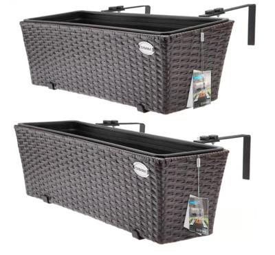 Polyrotan Balkonbak Set van 2 kleur Bruin