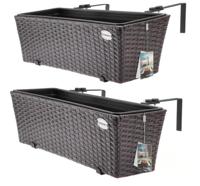 Polyrotan Balkonbak Set van 2 kleur Bruin - thumbnail