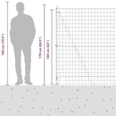VidaXL Hek met paal grijs 1,6 x 10 m staal en pvc