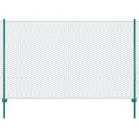 VidaXL Draadgaashek met palen 25x2 m staal groen - thumbnail