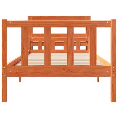Bedframe met hoofdbord massief grenenhout wasbruin 150x200 cm