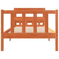 Bedframe met hoofdbord massief grenenhout wasbruin 150x200 cm - thumbnail
