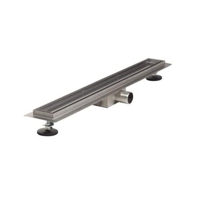 Brauer Douchegoot - 90x7x6.7cm - ondiepe vloerflens - zijuitloop - tegelinlegrooster omkeerbaar - RVS DR-MRF90NG