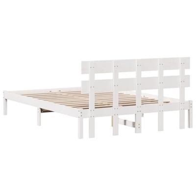 Bedframe met hoofdeinde Wit 160 x 200 cm Massief grenenhout Bedframe met hoofdeinde Wit 160 x 200 cm Massief grenenhout