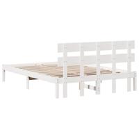 Bedframe met hoofdeinde Wit 150 x 200 cm Massief grenenhout - thumbnail