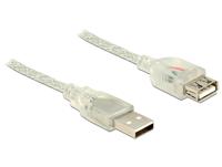 Delock 83881 Verlengkabel USB 2.0 Type-A male > USB 2.0 Type-A female 1 m transparant - thumbnail