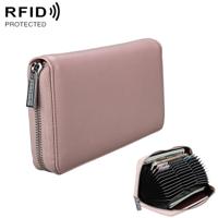 Antimagnetic RFID Large Capacity Long Style Genuine Leather Passport Package / Multifunctional and Many Card Slots Card Package(Pink) - thumbnail