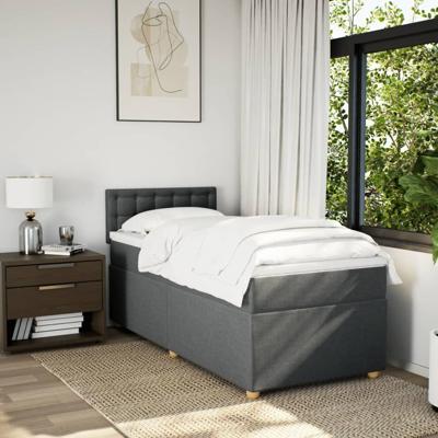 Boxspring met matras stof donkergrijs 90x190 cm