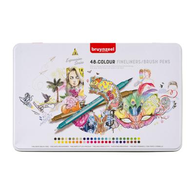 Bruynzeel creatives fineliner brushpen set 48 kleuren Bruynzeel creatives fineliner brushpen set 48 kleuren