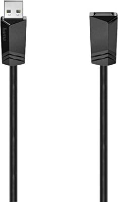Hama USB-verlengkabel, USB 2.0, 480 Mbit/s, 0,75 m Kabel Zwart