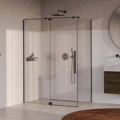 BRAUER Stellar douchecabine met draaideur helder glas 140x90x200 omkeerbaar incl. glascoating PVD gunmetal geborsteld