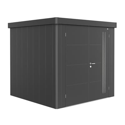 Biohort Neo 1B metalen tuinhuis donkergrijs 236x180 cm met dubbele deur- Plat dak- Metaal- Biohort