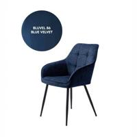 Giga Living - Eetkamerstoel Blauw Velvet - Nolan Square - Set van 2 - thumbnail