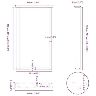 Bartafelpoten 2 st U-vormig 60x(100-101) cm staal naturel
