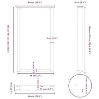 Bartafelpoten 2 st U-vormig 60x(100-101) cm staal naturel - thumbnail