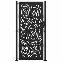 Poort met vlamontwerp 105x205 cm staal zwart - thumbnail