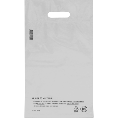 Zak | Verzendzak met handvat | Gerecycled LDPE | 25x35cm | 65my | wit | 250 stuks
