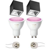 Philips Hue Vierkante Opbouwspot Set GU10 - Mat Zwart/Zilver - Bluetooth - thumbnail