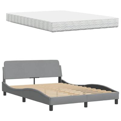 Bed met matras stof lichtgrijs 140x200 cm - thumbnail