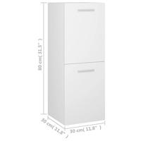 Badkamerkast 30x30x80 cm bewerkt hout wit - thumbnail