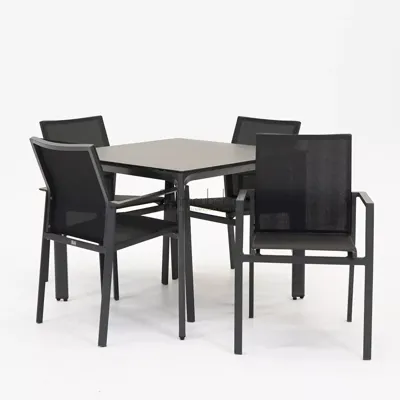 Tuinstoel Delia zwart met Carcassonne 90 x 90 cm