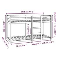 Stapelbed 75x190 cm massief grenenhout wit - thumbnail