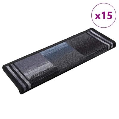 VidaXL Trapmatten zelfklevend 15 st 65x21x4 cm zwart en grijs VidaXL Trapmatten zelfklevend 15 st 65x21x4 cm zwart en grijs