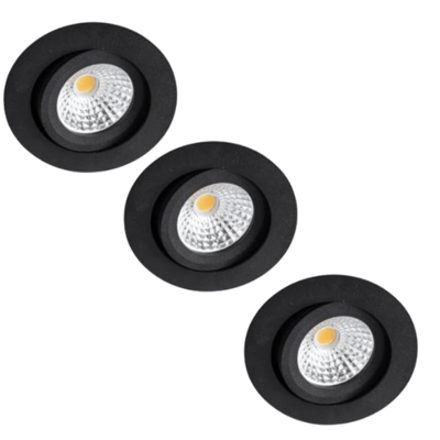 3 PACK - LED&apos;s Light Pro LED Inbouwspot Zwart - DimToWarm - Ø 68mm - Kantelbaar - Warm wit licht - CRI95- Dimbaar
