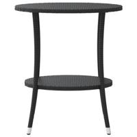 Tuinstoelen 2 st verstelbaar met tafel poly rattan zwart - thumbnail