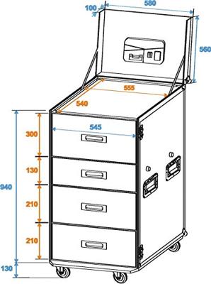 ROADINGER Universal Drawer Case WDS-1 with wheels