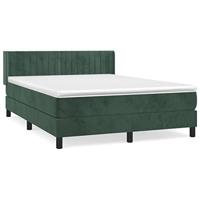 Boxspring met matras fluweel donkergroen 140x190 cm - thumbnail