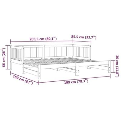 Slaapbank uitschuifbaar massief grenenhout zwart 2x(90x190) cm - thumbnail