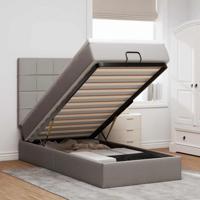 Bed met matras 90x200 cm stof taupe - thumbnail