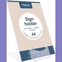 Kaarthouder Europel L-standaard A4 staand acryl met visitekaartbakje - thumbnail